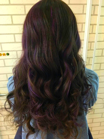 日式威廉_女_髮型設計_挑染紫長捲髮_日韓流行髮型_2017流行髮型